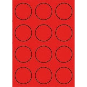   Etikett címke színes kör 60 mm-es átmérő kerek piros 12 db/ív, 25 ív/csomag (raktáron)