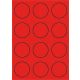 Etikett címke színes kör 60 mm-es átmérő kerek piros 12 db/ív, 25 ív/csomag (raktáron)