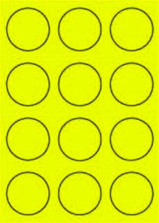 Etikett címke színes kör 60 mm-es átmérő kerek sárga 12 db/ív, 25 ív/csomag (raktáron)