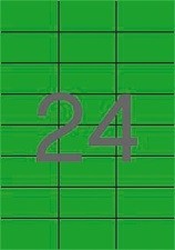 Etikett címke színes 70X37 mm zöld 24 db/ív, 25 ív/csomag 