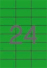 Etikett címke színes 70X37 mm zöld 24 db/ív, 25 ív/csomag 