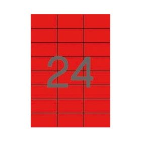   Etikett címke színes 70X37 mm piros 24 db/ív, 25 ív/csomag
