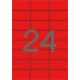 Etikett címke színes 70X37 mm piros 24 db/ív, 25 ív/csomag