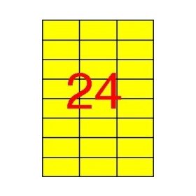   Etikett címke színes 70X37 mm sárga 24 db/ív, 25 ív/csomag