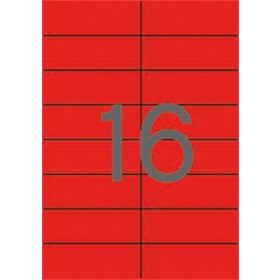   Etikett címke színes 105X37 mm piros 16 db/ív, 25 ív/csomag
