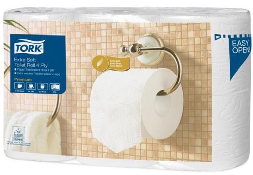 Tork Premium Extra Soft kistekercses toalettpapír, 110405 (T4 rendszer) 6 tekercs/csomag, 7 csomag/karton
