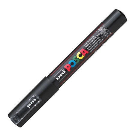 Dekormarker Uni Posca PC-1M 0.7-1 mm, kúpos, fekete (24)