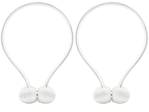 Mágneses függönyelkötő, függönykapocs, függőnyzsínór 45cm, fehér 2db/csomag