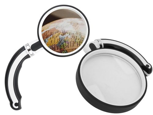 Nagyító 75 mm (lencse: 70mm) behajtható, csúszásmentes nyéllel, 3,5x nagyítás, üveg lencse