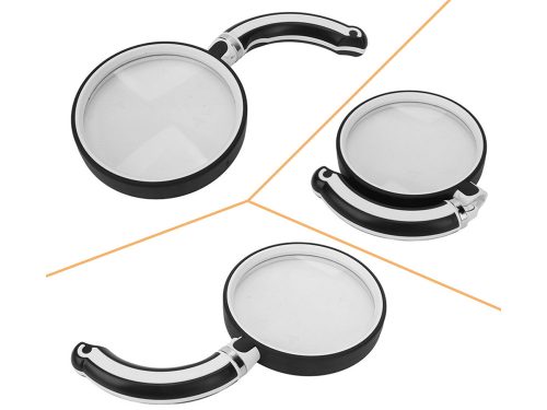 Nagyító 90mm behajtható, csúszásmentes nyéllel, 2,5x nagyítás, üveg lencse
