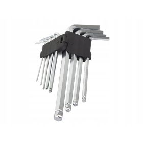   Qtools imbuszkulcs készlet, gömbfejű véggel 9 db, 1,5-10mm, króm-vanádium