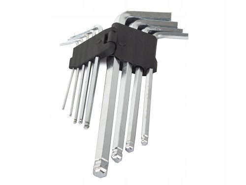 Qtools imbuszkulcs készlet, gömbfejű véggel 9 db, 1,5-10mm, króm-vanádium