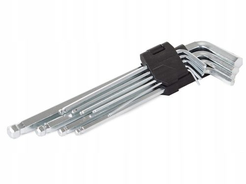 Qtools imbuszkulcs készlet, gömbfejű véggel 9 db, 1,5-10mm, króm-vanádium