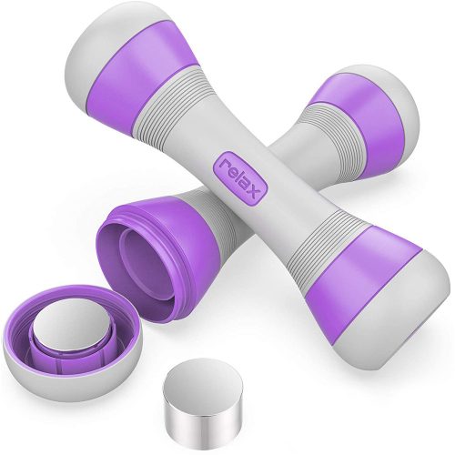 Állítható fitnesz súlyzók, dumbbell 2x2kg, lila (1kg, 1,5kg vagy 2kg súlyra álltható)