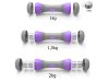 Állítható fitnesz súlyzók, dumbbell 2x2kg, lila (1kg, 1,5kg vagy 2kg súlyra álltható)