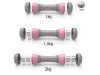 Állítható fitnesz súlyzók, dumbbell 2x2kg, rózsaszín (1kg, 1,5kg vagy 2kg súlyra álltható)