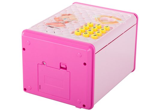 Zenélő játék széf pénzérmékhez és bankjegyekhez, elektronikus malacpersely, rózsaszín