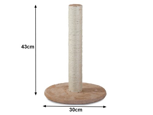 Macska kaparófa, kaparóoszlop labdával, 43cm, bézs színben
