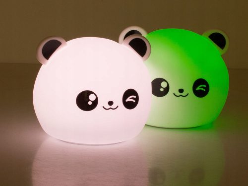 Panda gyermek éjjeli lámpa led, rgb, érintésvezérlés, puha szilikon, 1200 mAh USB tölthető