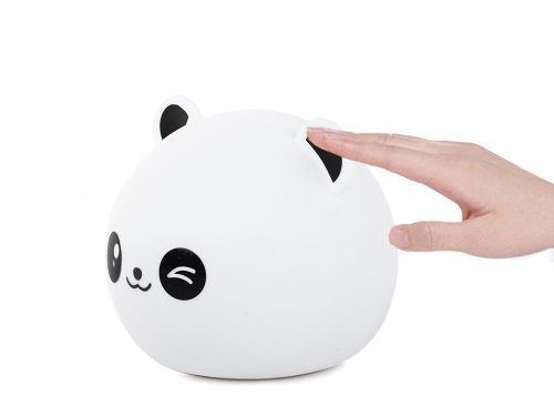 Panda gyermek éjjeli lámpa led, rgb, érintésvezérlés, puha szilikon, 1200 mAh USB tölthető
