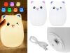 Hordozható LED RGB Cat Kawaii éjszakai lámpa gyerekeknek, macska modell, USB töltő akkumulátor, 5V, érintésérzékelő, többféle világítási mód, mosható szilikon, ABS, fehér, 12,5x9x9,5 cm