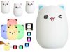 Hordozható LED RGB Cat Kawaii éjszakai lámpa gyerekeknek, macska modell, USB töltő akkumulátor, 5V, érintésérzékelő, többféle világítási mód, mosható szilikon, ABS, fehér, 12,5x9x9,5 cm