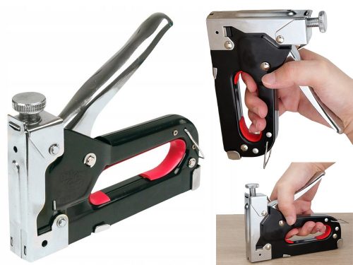 Kárpitos tűzőgép, kárpittűző 3 az 1-ben, kézi tűző, tűzőpisztoly 4–14 mm kapocshoz, acélházzal és erőszabályzóval