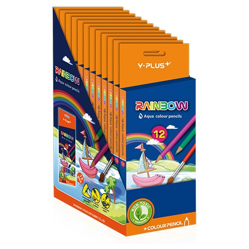 Színes Ceruza Y-Plus Rainbow, háromszögletű, akvarell, 12 db-os készlet